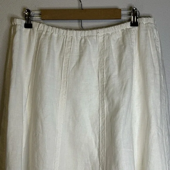 Soft Surroundings Linen Skirt Raw Hem Lined Bohemian Church Minimalist White New - Picture 3 of 12